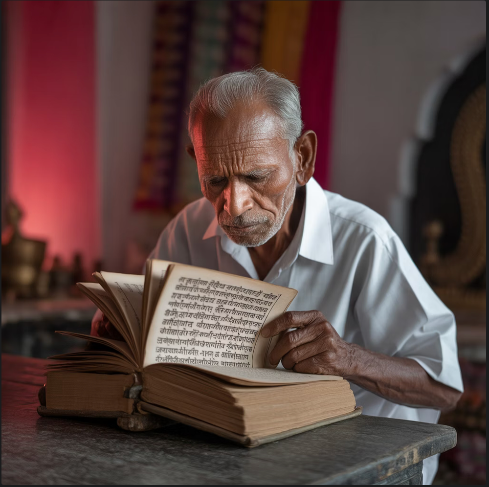 वेद पुराण पढ़ते वरिष्ठ
